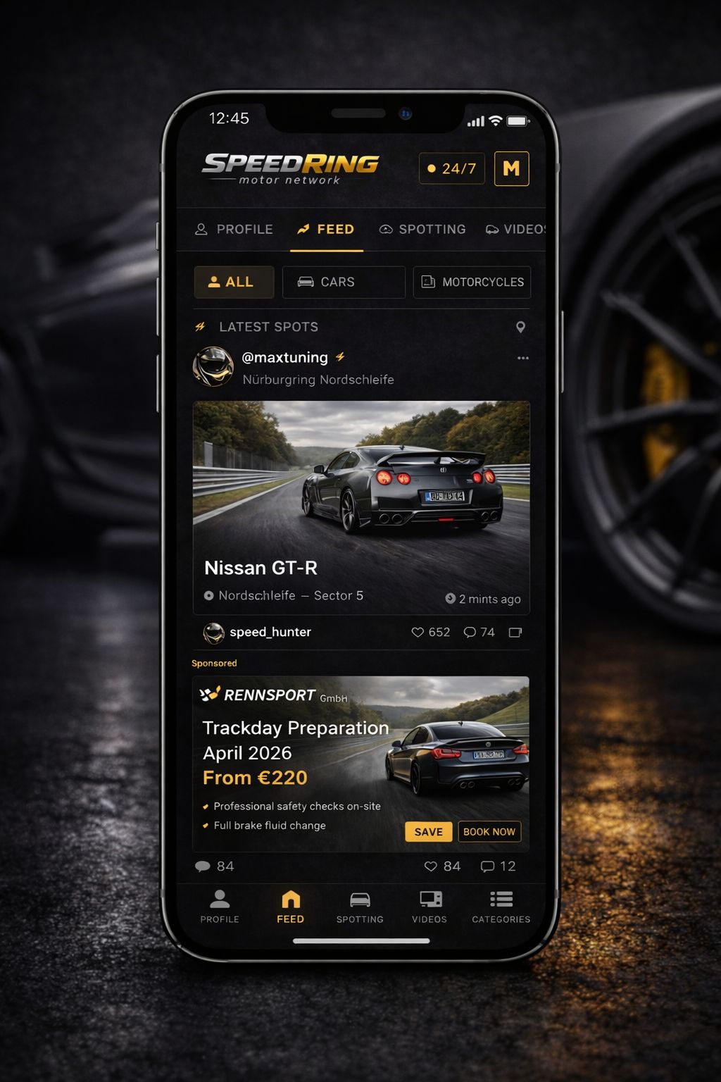 Speedring Community Feed Mockup